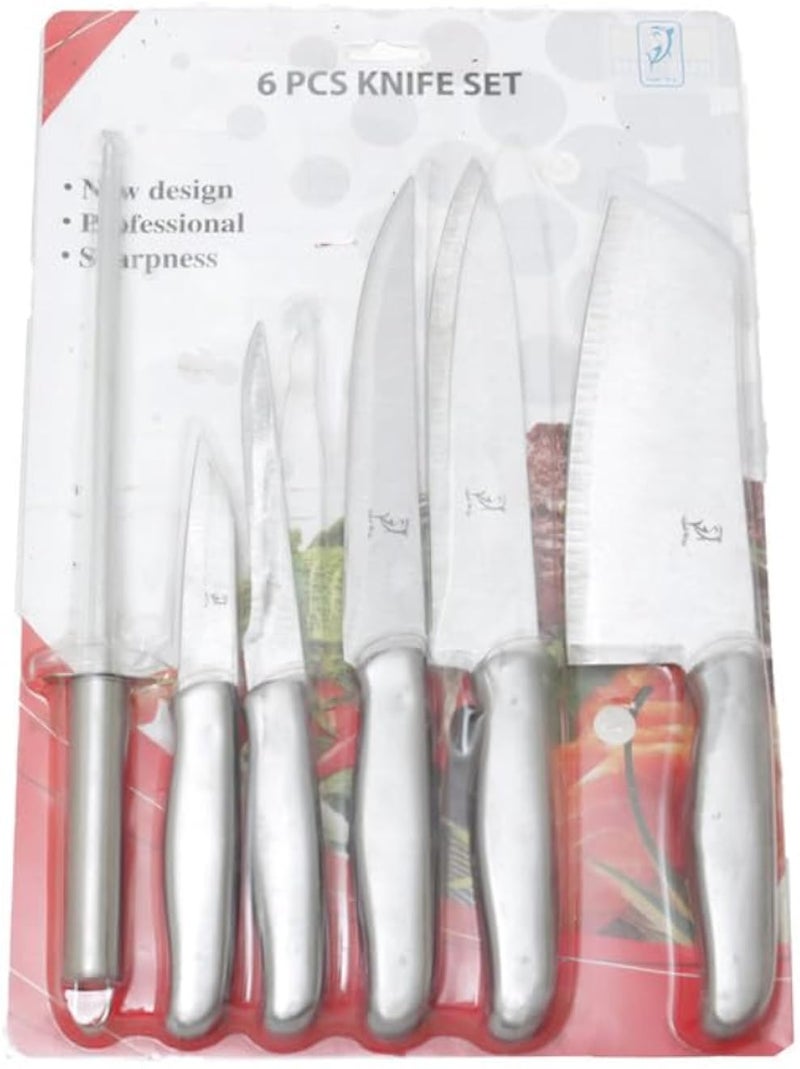 6 Piece Knife Set - Silver
